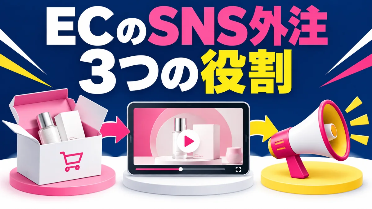 EC販売を伸ばすには何を外注する？SNS運用・UGC風動画・広告の3つの役割のアイキャッチ画像