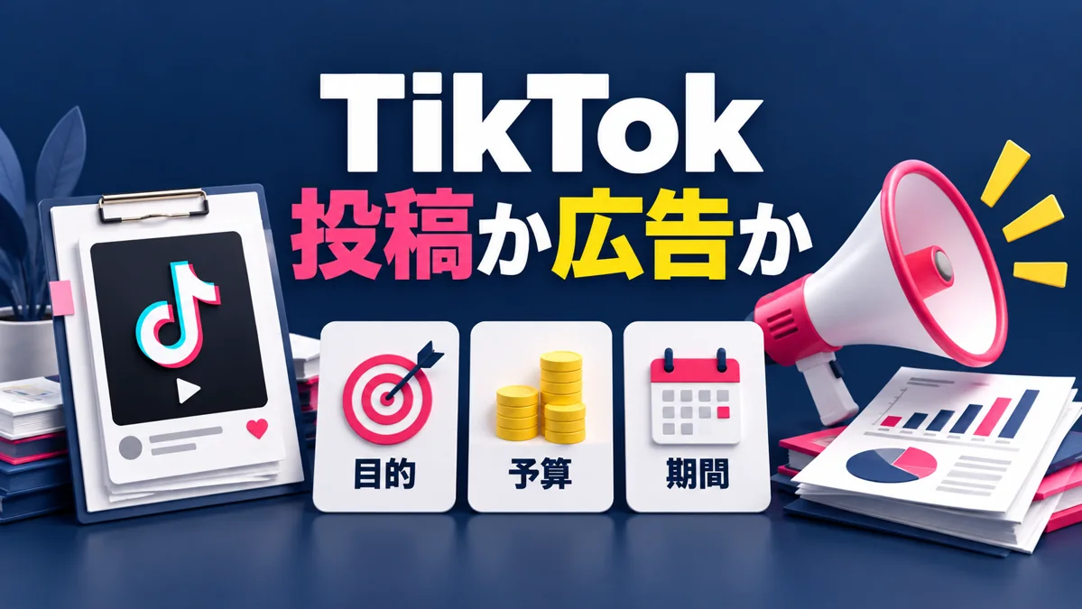 TikTokは投稿と広告、どちらから？目的・予算・期間の3軸で判断のアイキャッチ画像