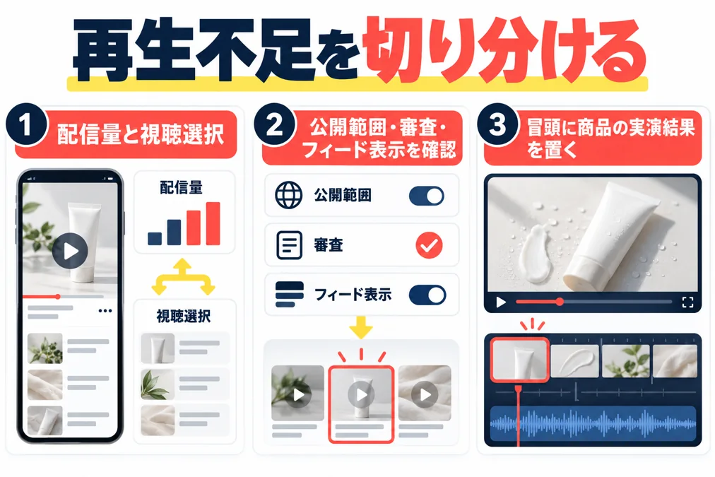 ショート動画が再生されないときに確認すること|企画・冒頭・配信の見直しのアイキャッチ画像