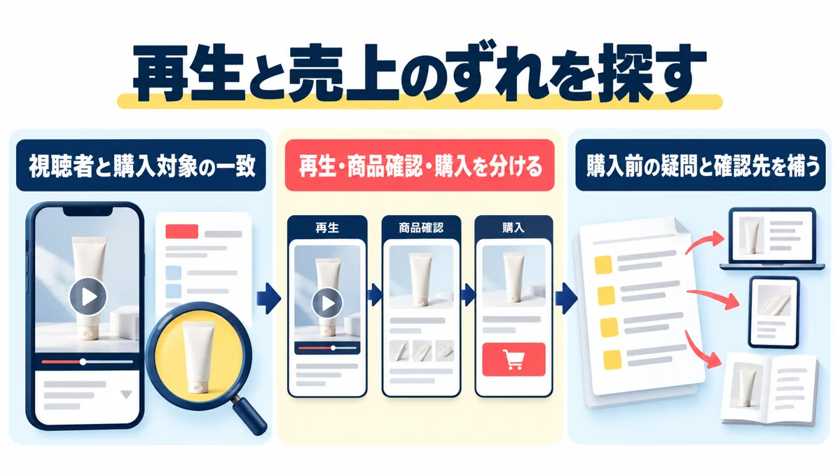 ショート動画が再生されても売れない理由｜視聴者・訴求・導線の確認のアイキャッチ画像