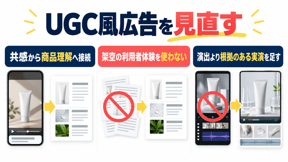 UGC風広告で成果が出ない原因｜共感・商品説明・信頼性の見直し方のアイキャッチ画像