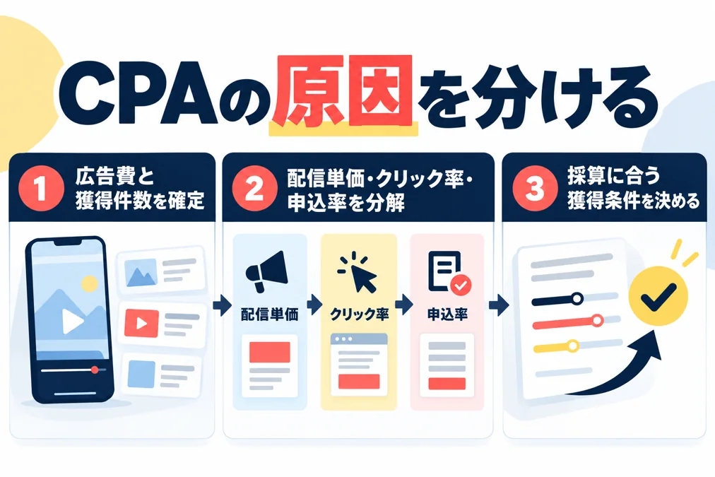 動画広告のCPAが高い原因は？配信・クリエイティブ・購入導線の切り分けのアイキャッチ画像