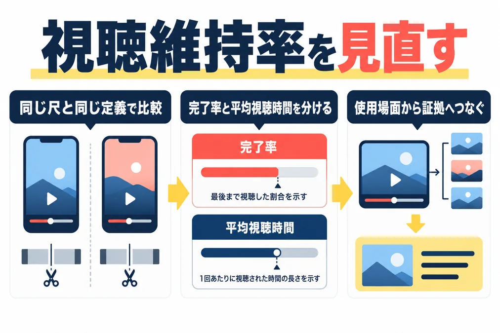 動画広告の視聴維持率を改善するには?冒頭・説明・尺の見直し方のアイキャッチ画像