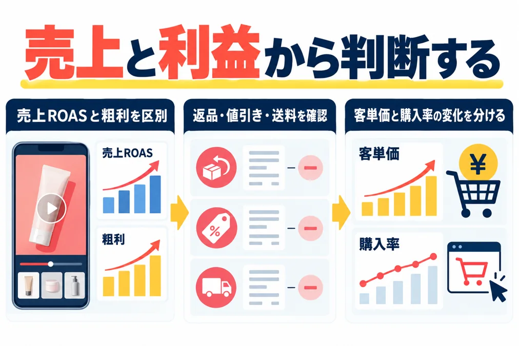 動画広告のROASを改善するには？売上と利益から見直すポイントのアイキャッチ画像