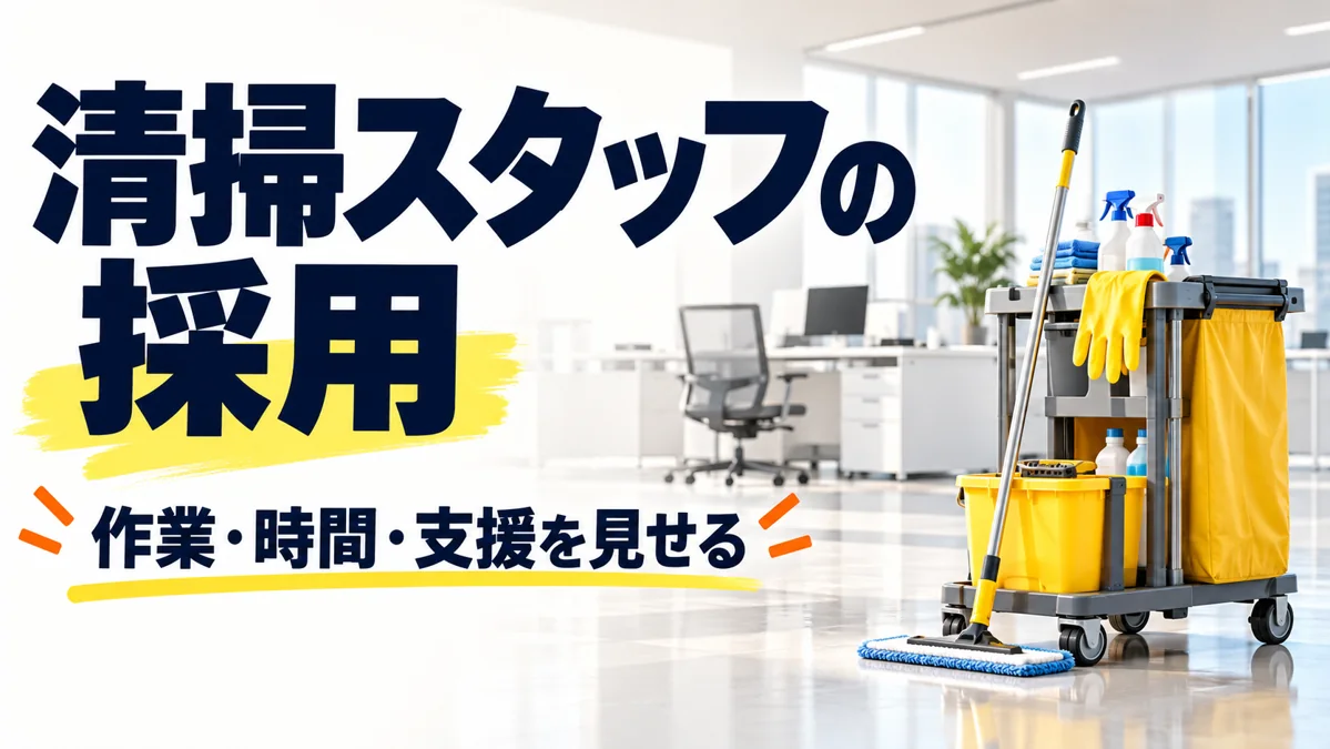清掃スタッフの採用動画｜作業範囲・時間・支援を具体化するのアイキャッチ画像