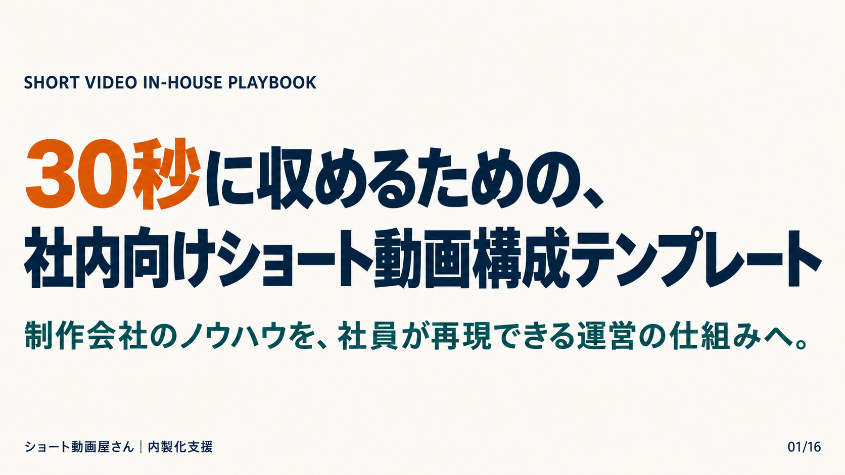 30秒に収めるための、社内向けショート動画構成テンプレートの表紙