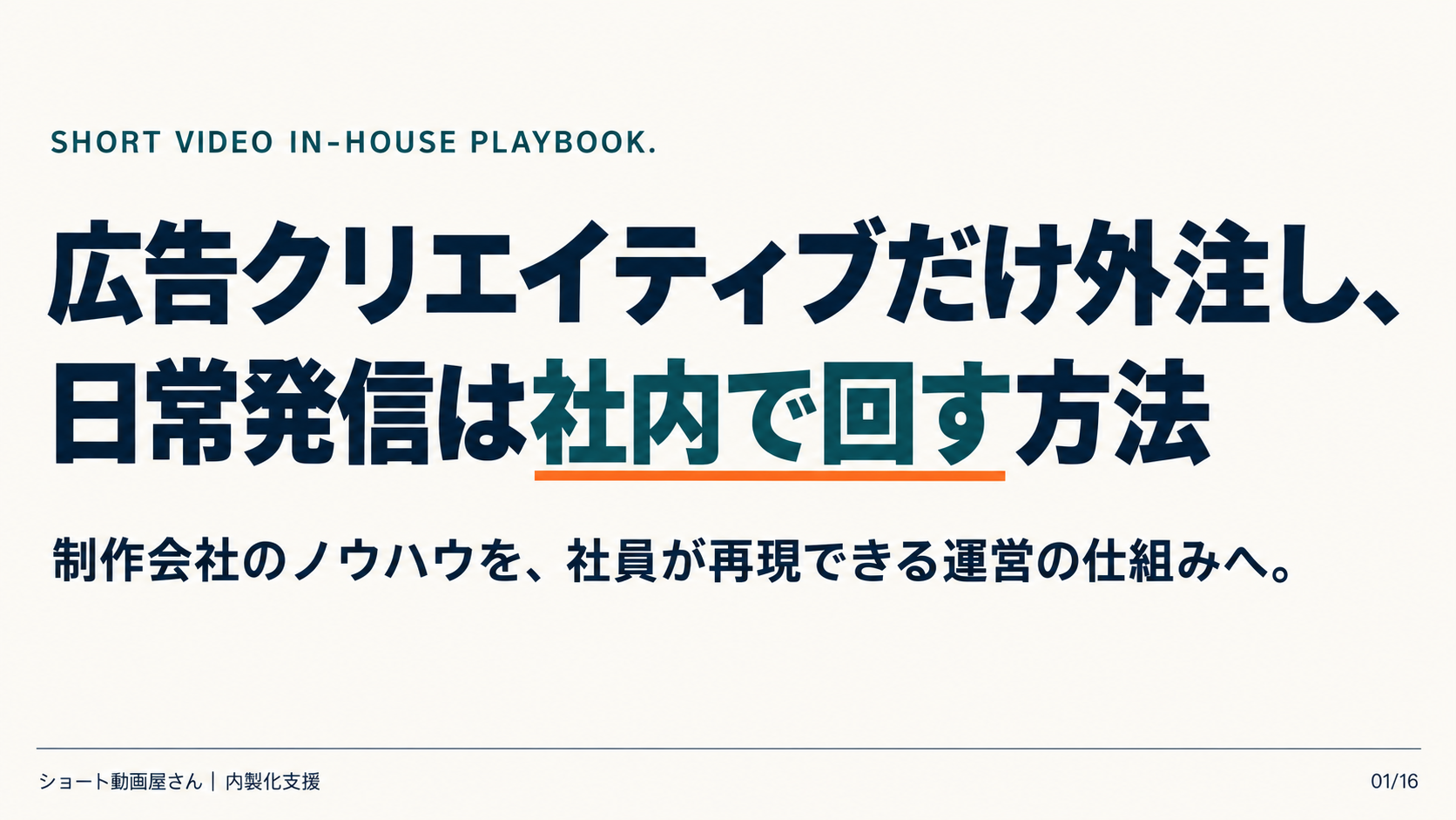 広告クリエイティブだけ外注し、日常発信は社内で回す方法の表紙