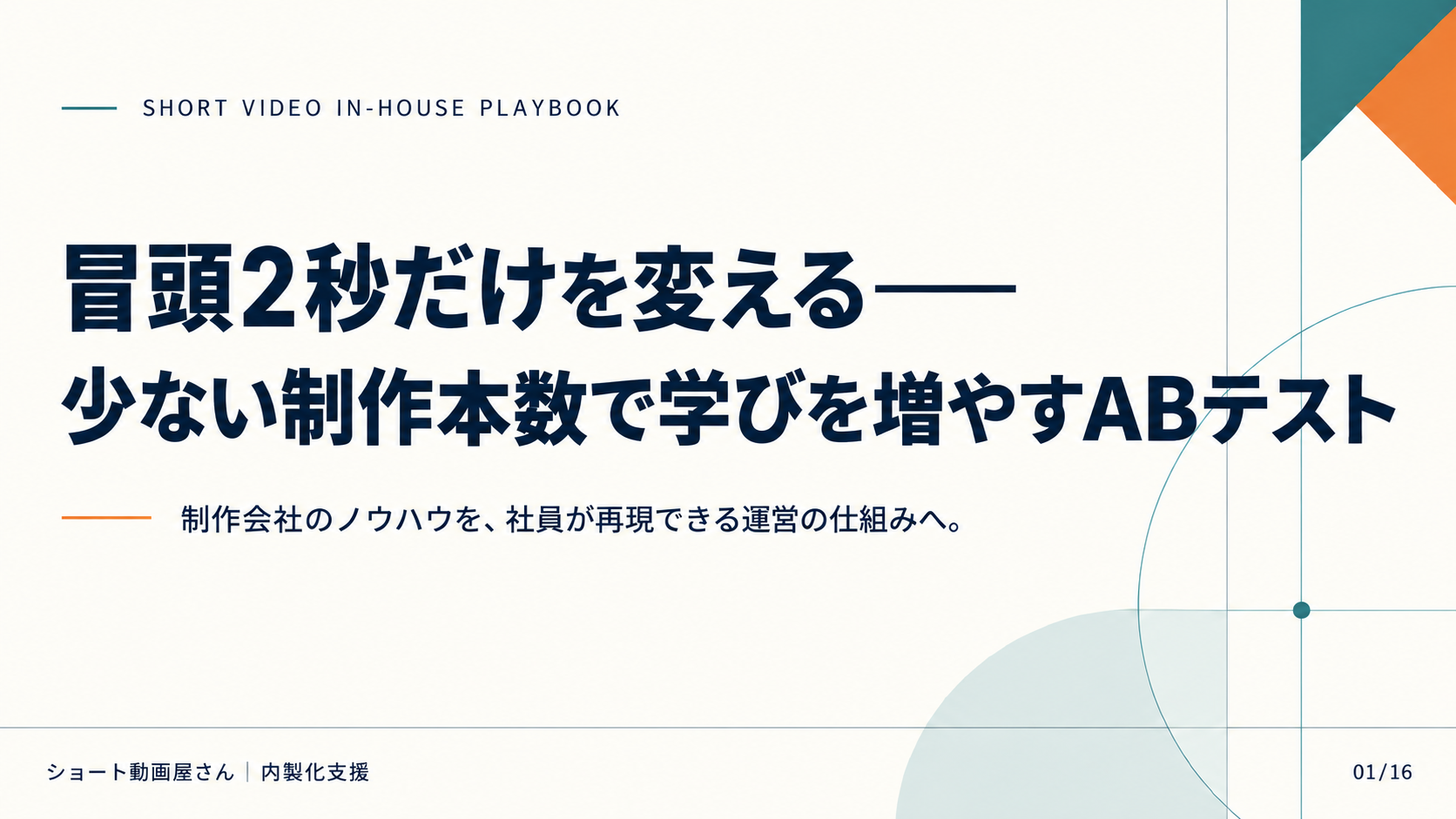 冒頭2秒だけを変える——少ない制作本数で学びを増やすABテストの表紙