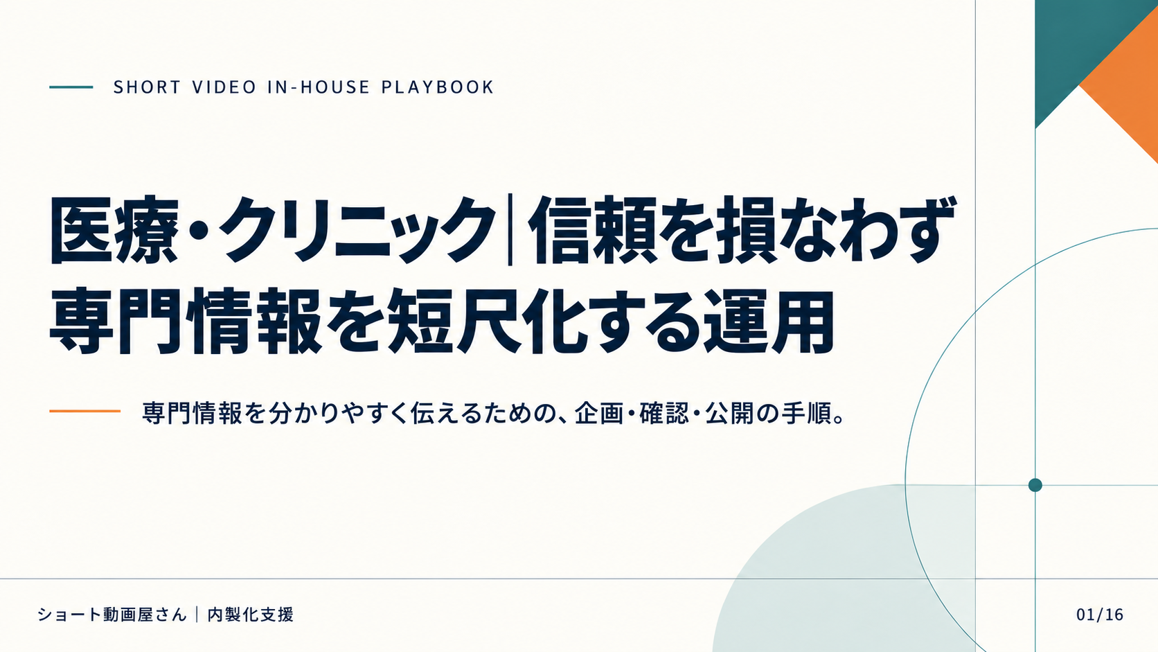 医療・クリニック｜信頼を損なわず専門情報を短尺化する運用の表紙